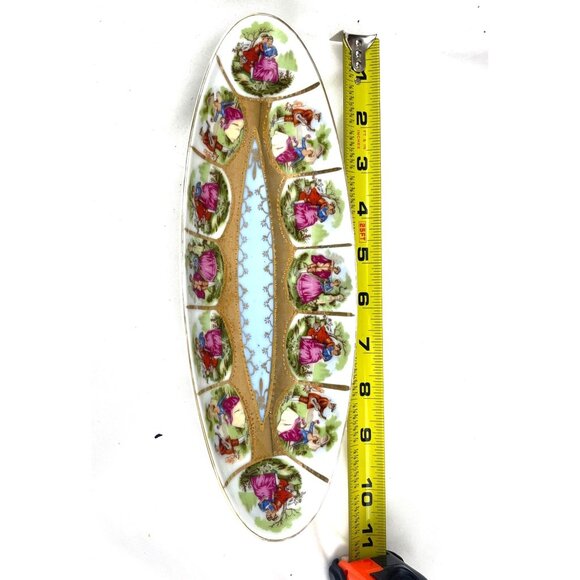 Antique Royal Vienna Courting Couple Porcelain Dish Oval Tray Gold Trim Beehive - Picture 9 of 10